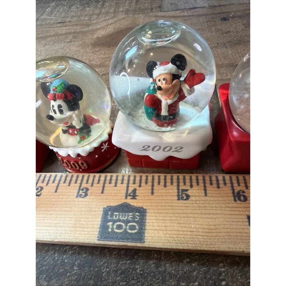 Lot of 4 Vintage Disney JCPenney Mickey Mouse Christmas Miniature Snow Globes